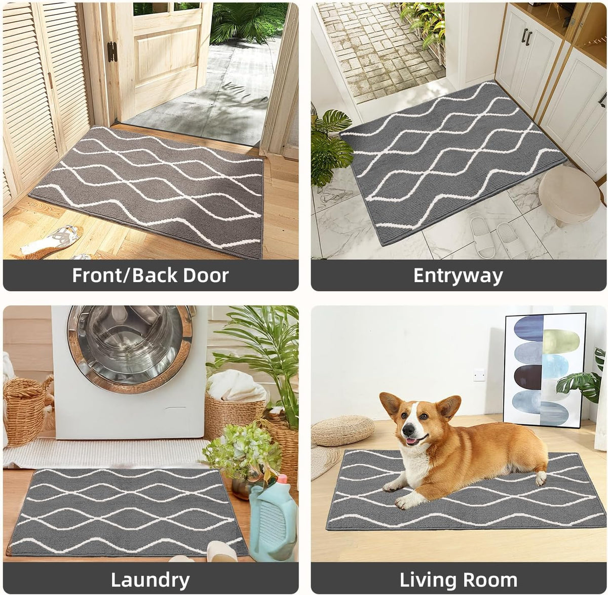 Muddy Mats for Dogs Rugs Muddy Paws Door Mat for Indoor-32 X20 Grey