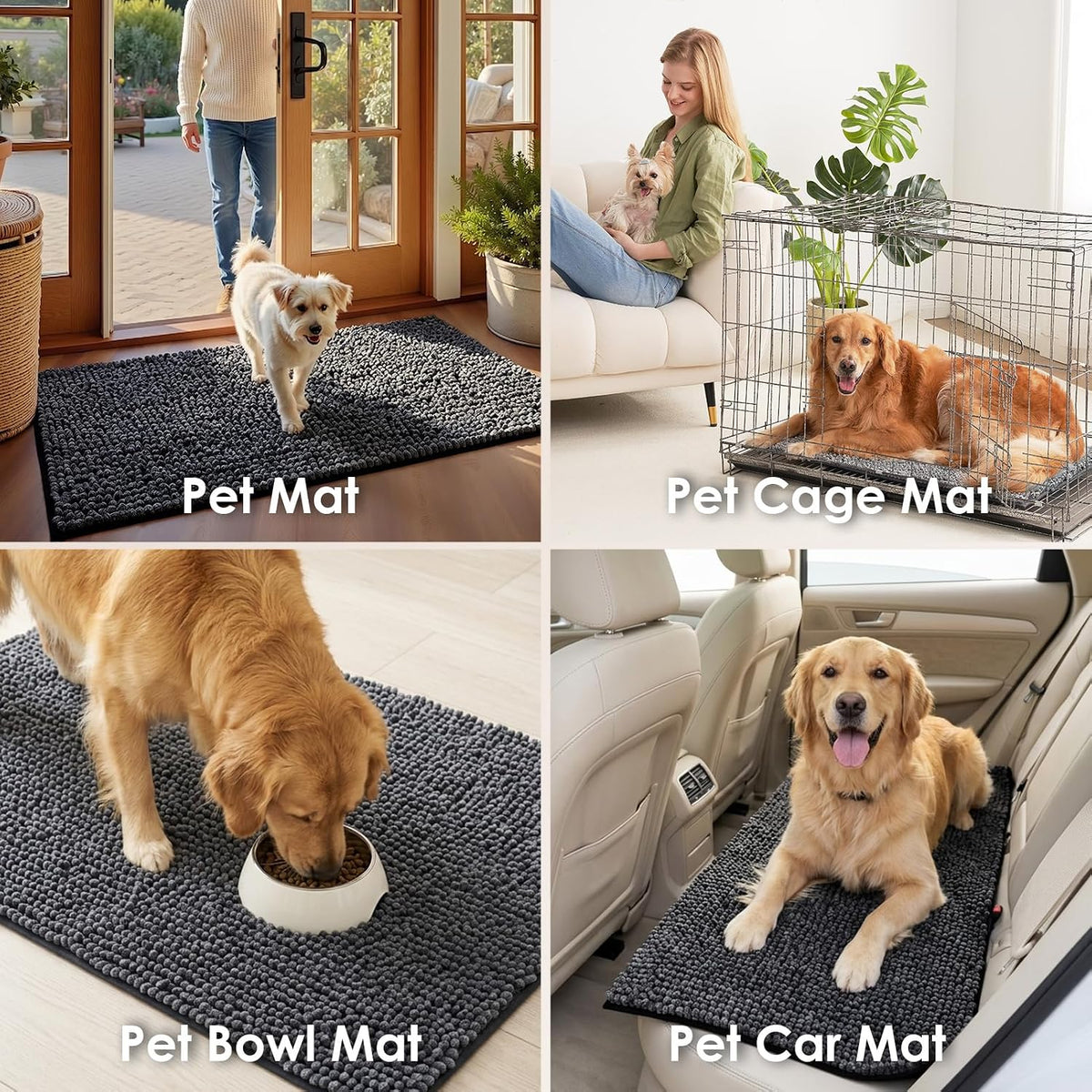 60X24In.Super Absorbent Dog Door Mat for Muddy Paws Entryway Rug