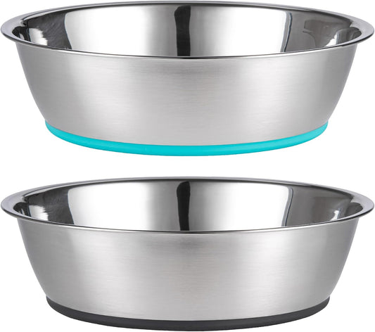 Lightweight Stainless Steel Pet Bowls, 3-Cup Capacity Each, Set of 2