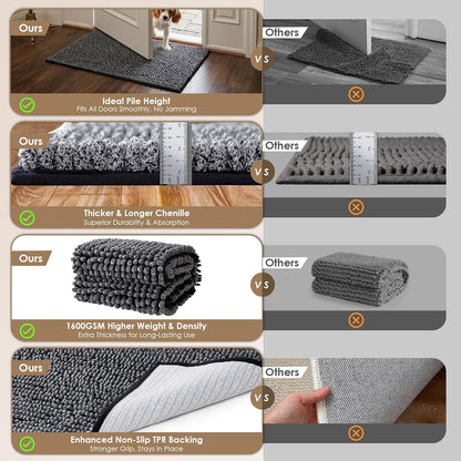 60X24In.Super Absorbent Dog Door Mat for Muddy Paws Entryway Rug