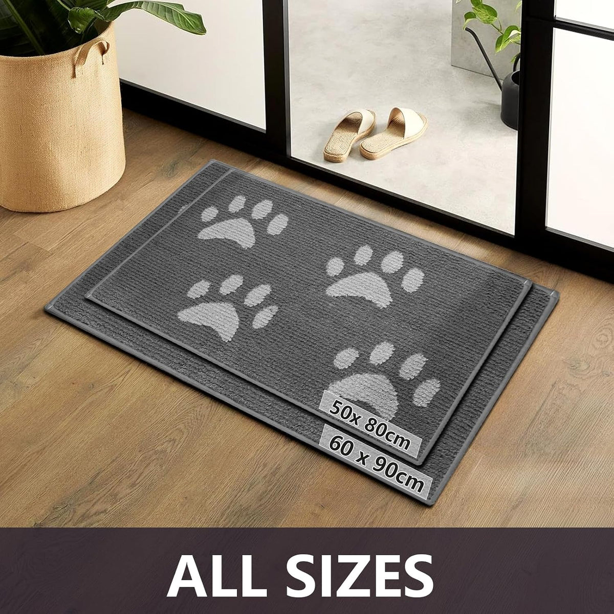 Dog Door Mat for Muddy Paws, 59" X 35" Non-Slip Absorbent Muddy Mats
