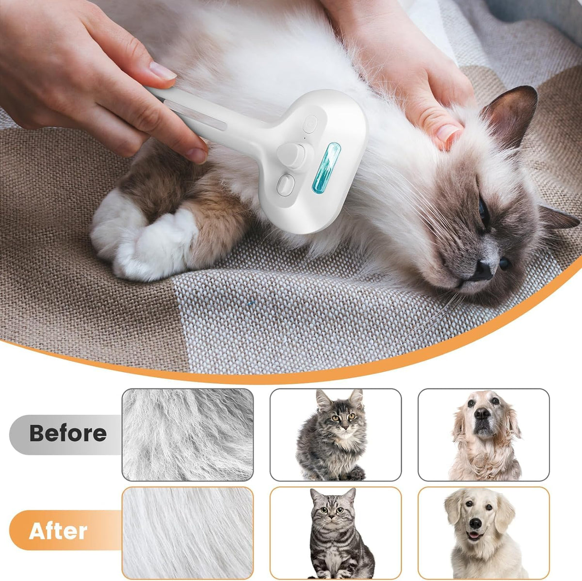 Cat Steam Brush 3 in 1 Pet Hair Grooming Brush with Steam and Release Button for Indoor Cats Pets Dogs Hair Removal Shedding