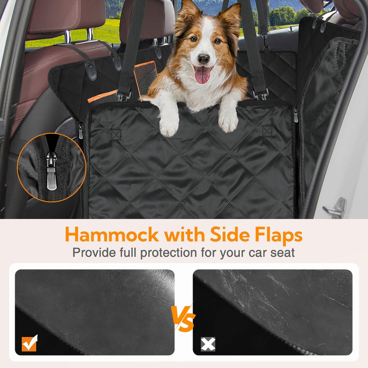 Premium Waterproof Dog Car Seat Cover for Back Seat - Hammock Style for Cars and SUVs