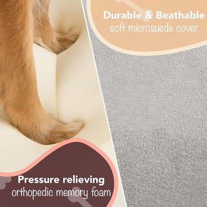Orthopedic Dog Bed, Memory Foam Pet Sofa, Calming Dog Couch, Water Resistant Pet Bed, Washable Cover, Non-Slip Bottom, Chester, Grey, 50" X 40" X 13"