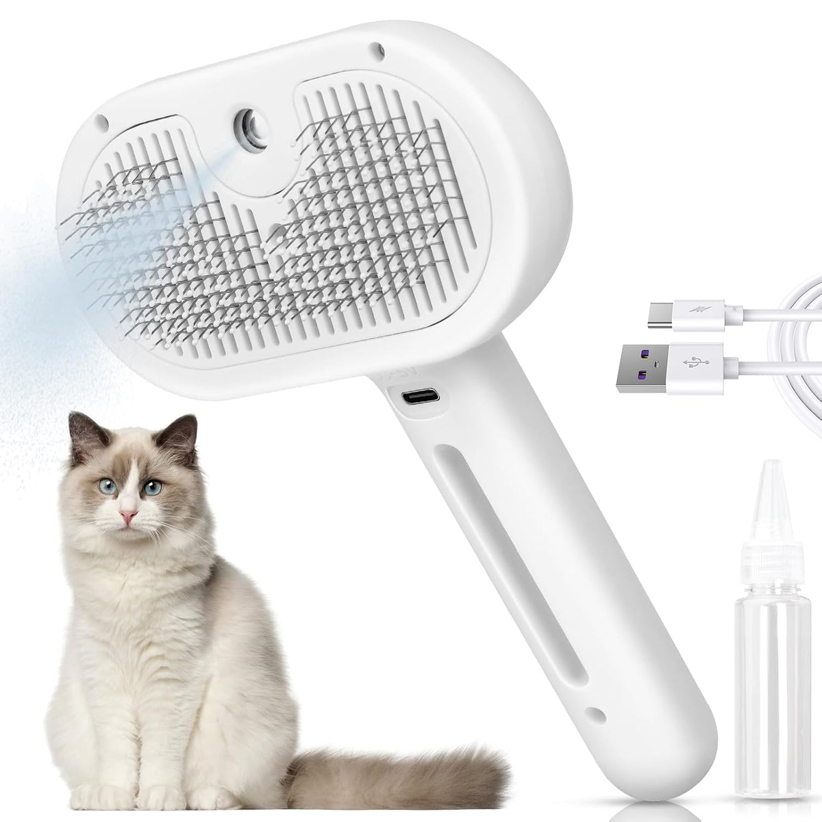 Cat Steam Brush 3 in 1 Pet Hair Grooming Brush with Steam and Release Button for Indoor Cats Pets Dogs Hair Removal Shedding