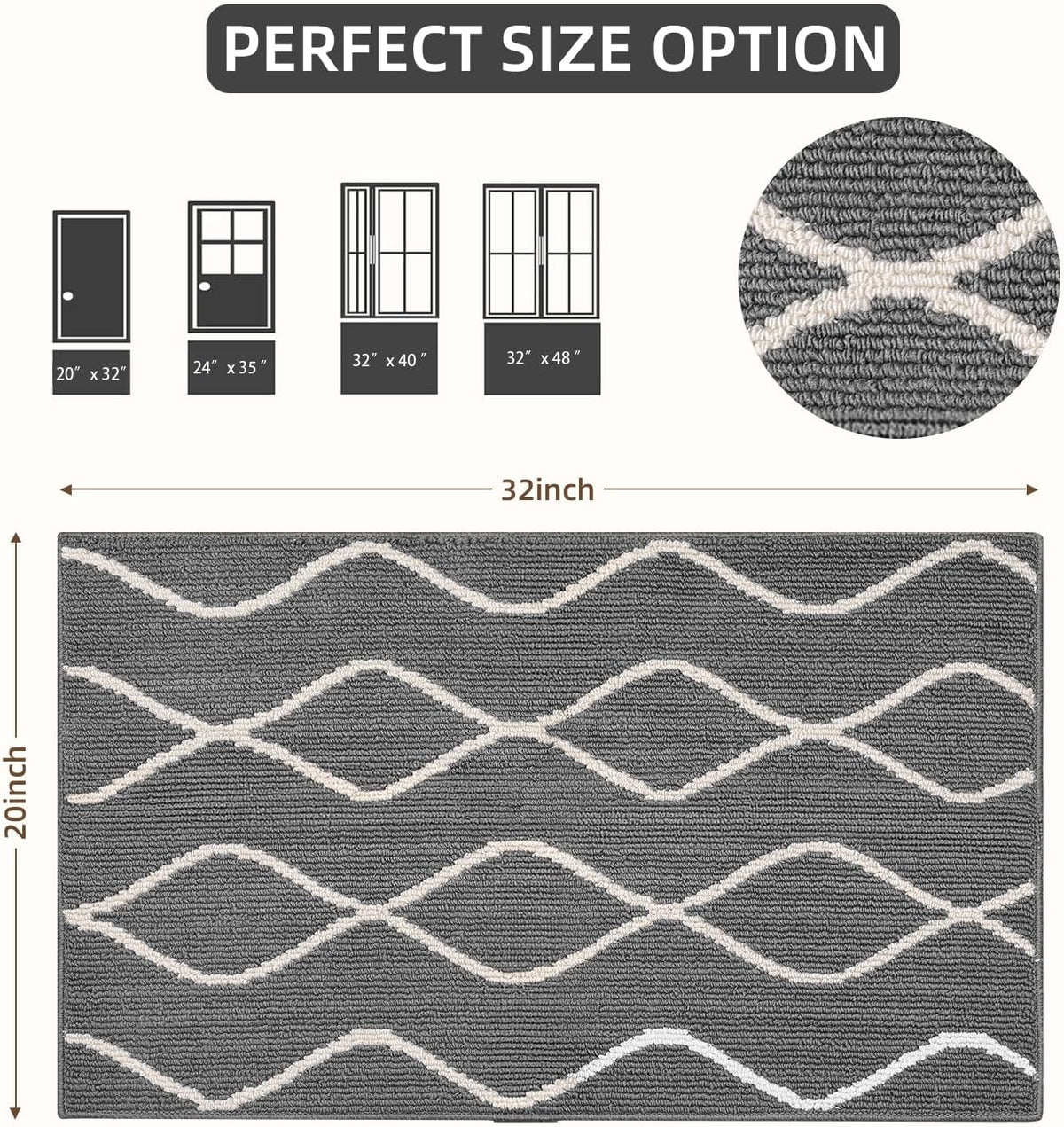 Muddy Mats for Dogs Rugs Muddy Paws Door Mat for Indoor-32 X20 Grey