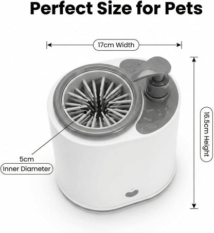 Electric Dog Paw Cleaner with Soap Dispenser, Portable Automatic Washer, Rechargeable, Soft Silicone Bristles, for Dogs & Cats