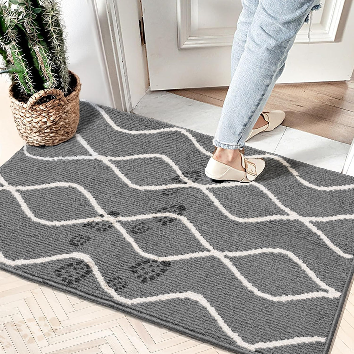Muddy Mats for Dogs Rugs Muddy Paws Door Mat for Indoor-32 X20 Grey