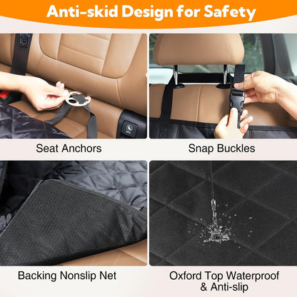 Premium Waterproof Dog Car Seat Cover for Back Seat - Hammock Style for Cars and SUVs