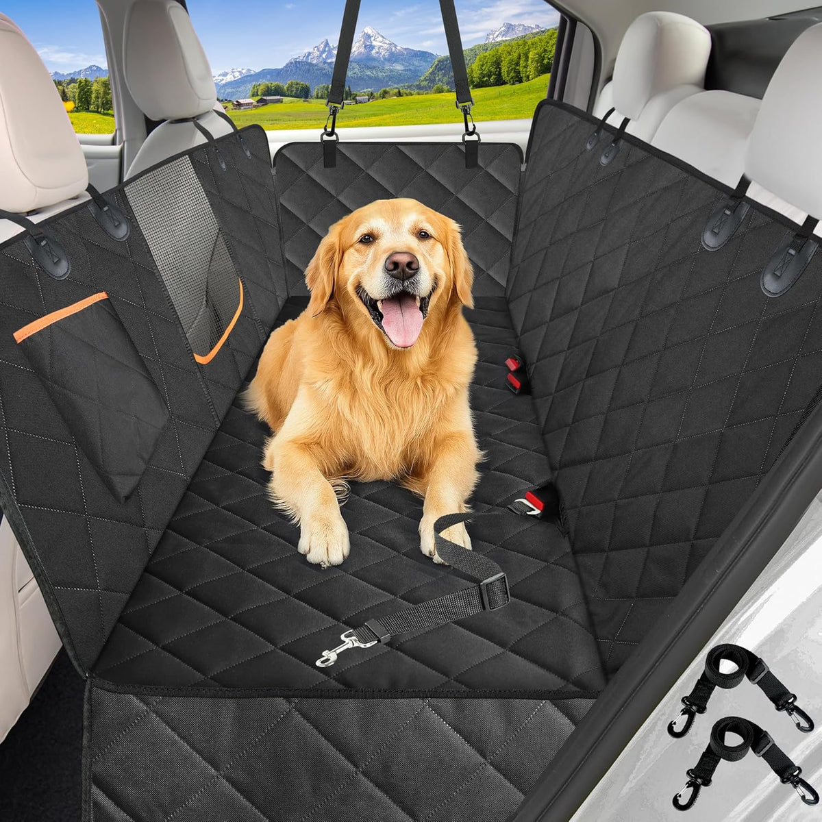 Premium Waterproof Dog Car Seat Cover for Back Seat - Hammock Style for Cars and SUVs